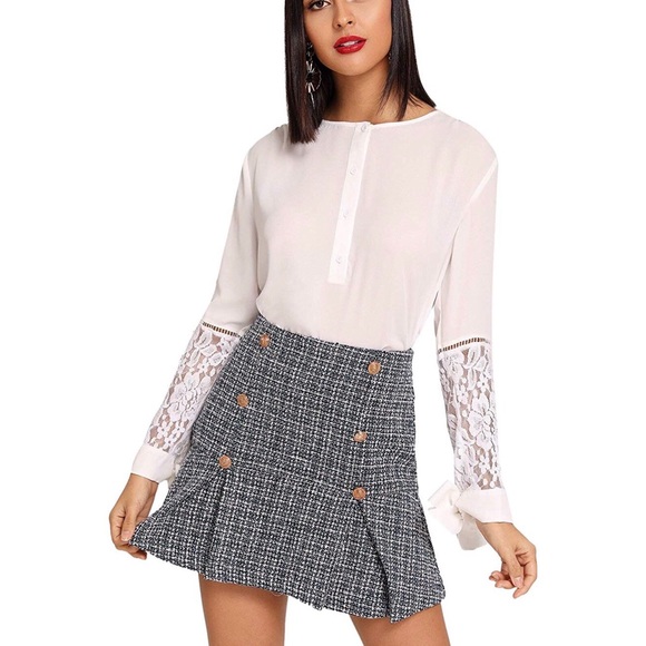 Ruffle Hem  A Line Mini Plaid Skirt - Picture 4 of 6